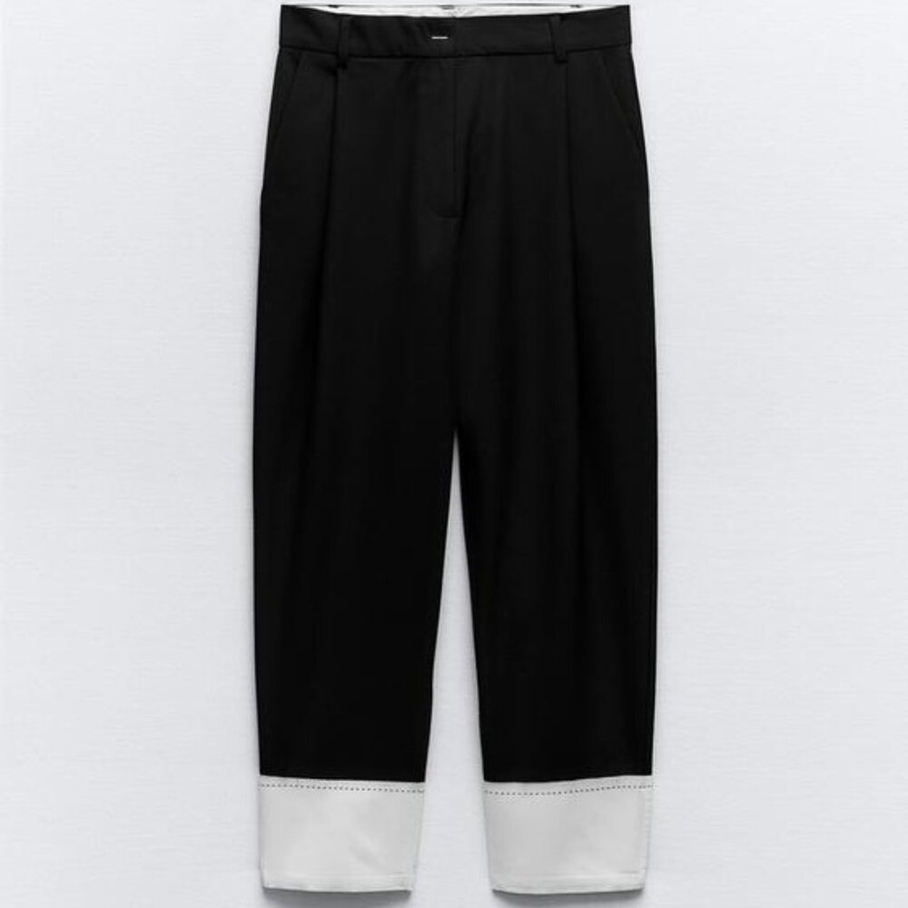 NWT Zara Poplin Hem Menswear Style Pants Size XS